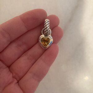 David Yurman Citrine Heart Cable Pendant Enhancer